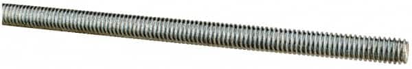 Made in USA - 5/16-18 UNC (Coarse), 6' Long, Low Carbon Steel Threaded Rod - Zinc-Plated Finish, Right Hand Thread - Americas Industrial Supply