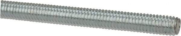 Made in USA - 3/8-16 UNC (Coarse), 6' Long, Low Carbon Steel Threaded Rod - Zinc-Plated Finish, Right Hand Thread - Americas Industrial Supply