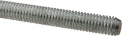 Made in USA - 7/16-14 UNC (Coarse), 6' Long, Low Carbon Steel Threaded Rod - Zinc-Plated Finish, Right Hand Thread - Americas Industrial Supply