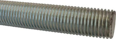 Made in USA - 1-1/4-7 UNC (Coarse), 6' Long, Low Carbon Steel Threaded Rod - Zinc-Plated Finish, Right Hand Thread - Americas Industrial Supply
