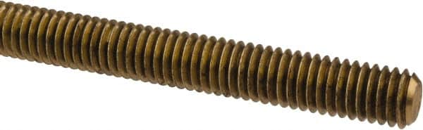 Made in USA - 3/8-16 UNC (Coarse), 6' Long, Brass Threaded Rod - Right Hand Thread - Americas Industrial Supply