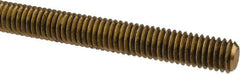 Made in USA - 3/8-16 UNC (Coarse), 6' Long, Brass Threaded Rod - Right Hand Thread - Americas Industrial Supply