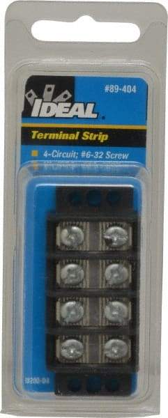 Ideal - 4 Poles, 300 Volt, 30 Amp, -40 to 266°F, Polyester Thermoplastic, Polyester Thermoplastic Multipole Terminal Block - Zinc Plated Steel, 22 to 12 AWG Compatibility, 0.56 Inch High - Americas Industrial Supply