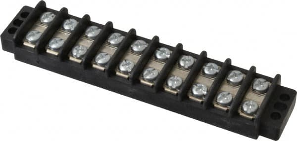 Ideal - 10 Poles, 300 Volt, 30 Amp, -40 to 266°F, Polyester Thermoplastic, Polyester Thermoplastic Multipole Terminal Block - Zinc Plated Steel, 22 to 12 AWG Compatibility, 0.56 Inch High - Americas Industrial Supply