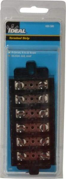 Ideal - 6 Poles, 600 Volt, 60 Amp, -40 to 266°F, Polyester Thermoplastic, Polyester Thermoplastic Multipole Terminal Block - Nickle Plated Brass, 22 to 6 AWG Compatibility, 1-1/4 Inch High - Americas Industrial Supply