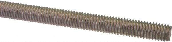 Value Collection - #10-32 UNF (Fine), 6' Long, Low Carbon Steel Threaded Rod - Zinc-Plated Finish, Right Hand Thread - Americas Industrial Supply