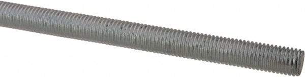 Made in USA - 1/4-28 UNF (Fine), 6' Long, Low Carbon Steel Threaded Rod - Zinc-Plated Finish, Right Hand Thread - Americas Industrial Supply