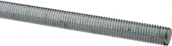 Made in USA - 5/16-24 UNF (Fine), 6' Long, Low Carbon Steel Threaded Rod - Zinc-Plated Finish, Right Hand Thread - Americas Industrial Supply