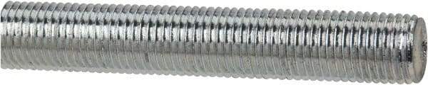 Made in USA - 3/8-24 UNF (Fine), 6' Long, Low Carbon Steel Threaded Rod - Zinc-Plated Finish, Right Hand Thread - Americas Industrial Supply