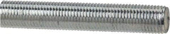 Made in USA - 3/8-24 UNF (Fine), 6' Long, Low Carbon Steel Threaded Rod - Zinc-Plated Finish, Right Hand Thread - Americas Industrial Supply