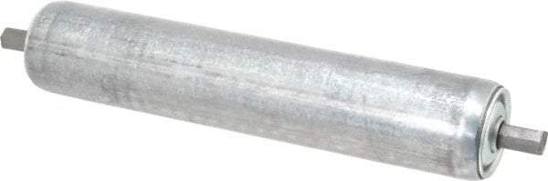 Made in USA - Replacement Conveyor Roller for 10 Inches Between Frame - 1.9 Inch Diameter, 7/16 Inch Axle, Galvanized Steel Finish, 12 Gage - Americas Industrial Supply