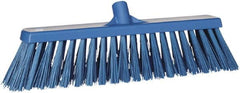 Vikan - 19" Heavy Duty Synthetic Push Broom - 4-1/2" Bristle Length, Plastic Block, European Threaded Handle Connection - Americas Industrial Supply