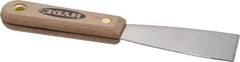 Hyde Tools - 1-1/2" Wide Stainless Steel Putty Knife - Stiff, Hardwood Handle, 7-3/4" OAL - Americas Industrial Supply