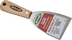 Hyde Tools - Stiff Carbon Steel Chisel Scraper - 3" Blade Width, 8-1/4" Long Hardwood Handle - Americas Industrial Supply