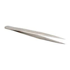 Value Collection - 4-1/2" OAL 1-SA Dumont-Style Swiss Pattern Tweezers - Tapered Shanks with Beveled Edges, Sharp Points - Americas Industrial Supply