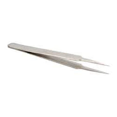 Value Collection - 4-11/32" OAL 4-SA Dumont-Style Swiss Pattern Tweezers - Indented Shanks with Beveled Edges, Extra-Honed Points - Americas Industrial Supply