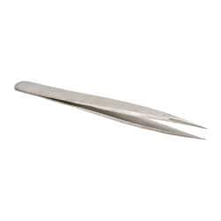 Value Collection - 4-3/4" OAL OO-SA Dumont-Style Swiss Pattern Tweezers - Thick Shanks with Flat Edges, Honed, Blunt Points - Americas Industrial Supply