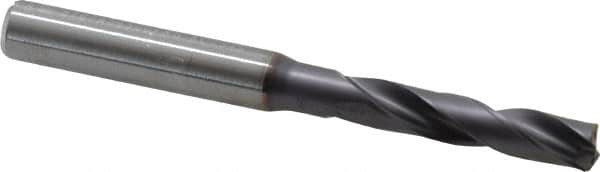 Kennametal - 6.5mm 180° Spiral Flute Solid Carbide Screw Machine Drill Bit - Right Hand Cut, 34mm Flute Length, 79mm OAL, Flat-Bottom Point, Straight Shank, Through Coolant - Americas Industrial Supply