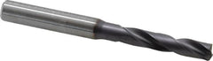 Kennametal - 6.5mm 180° Spiral Flute Solid Carbide Screw Machine Drill Bit - Right Hand Cut, 34mm Flute Length, 79mm OAL, Flat-Bottom Point, Straight Shank, Through Coolant - Americas Industrial Supply