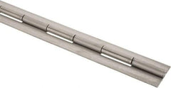 Made in USA - 48" Long x 2" Wide, 2" Knuckle, Stainless Steel Continuous Hinge - 1/4" Pin Diam, 0.12" Thick without Holes - Americas Industrial Supply