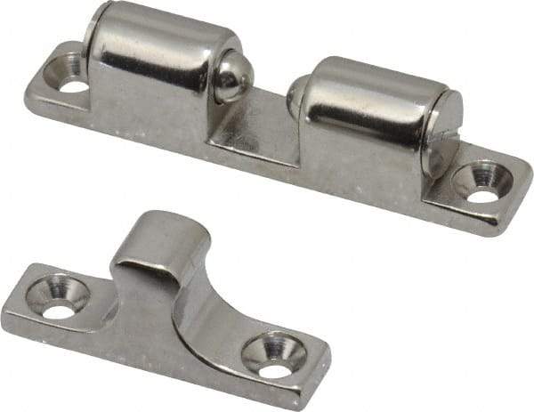 Sugatsune - 2-3/4" Long x 0.51" Wide x 0.91" High, Stainless Steel Tension Catch - Polished Stainless Steel Finish, 3.9(8.5) N/Lb Pull Force, 5.7(12.5) N/Lb Push Force, 1-21/32" Long Strike, 13/32" Wide Strike - Americas Industrial Supply