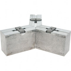 Abbott Workholding Products - Tongue & Groove Attachment, Square Soft Lathe Chuck Jaw - 3 Jaws, Aluminum, 2-1/8" Btw Mount Hole Ctrs, 6-1/2" Long x 2-1/2" Wide x 4" High, 0.4724" Groove, 0.4724" & 12mm Fastener - Americas Industrial Supply
