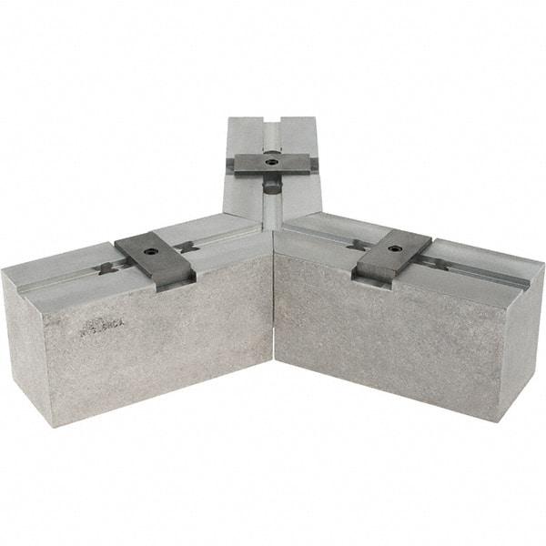 Abbott Workholding Products - Tongue & Groove Attachment, Square Soft Lathe Chuck Jaw - 3 Jaws, Aluminum, 2-1/8" Btw Mount Hole Ctrs, 6-1/2" Long x 2-1/2" Wide x 3" High, 0.4724" Groove, 0.4724" & 12mm Fastener - Americas Industrial Supply