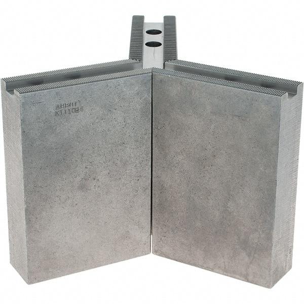 Abbott Workholding Products - 1.5mm x 60° Serrated Attachment, Square Soft Lathe Chuck Jaw - 3 Jaws, Steel, 1.1811" Btw Mount Hole Ctrs, 4-1/2" Long x 1-1/2" Wide x 6" High, 0.6299" Groove, 0.4724" & 12mm Fastener - Americas Industrial Supply