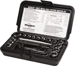 Hougen - 21 Piece, 1/4 to 3/4" Cutter Diam, 1/4" Cutting Depth, High Speed Steel Annular Cutter Set - Bright Finish, 1/4 to 3/4" Cutter Diams, 3 Flats on Shank - Americas Industrial Supply