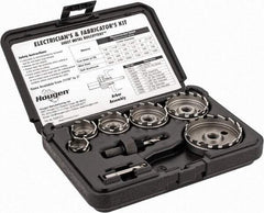 Hougen - 11 Piece, 7/8 to 2-1/2" Cutter Diam, 1/8" Cutting Depth, High Speed Steel Annular Cutter Set - Bright Finish, 3/8" Shank Diam, 7/8, 1-1/8, 1-3/8, 1-3/4, 2, 2-1/2" Cutter Diams, 3 Flats on Shank - Americas Industrial Supply