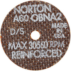 2″ × 0.060″ × 1/8″ Small Diameter Cut-Off Wheel Type 01 Straight 60 Grit Aluminum Oxide - Americas Industrial Supply