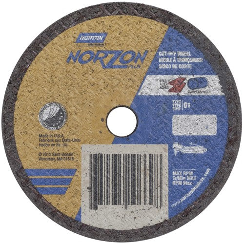 3″ × 0.035″ × 3/8″ NorZon Plus Small Diameter Cut-Off Wheel Type 01 Straight Aluminum Oxide - Americas Industrial Supply