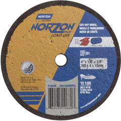 4″ × 1/8″ × 3/8″ NorZon Plus Small Diameter Cut-Off Wheel Type 01 Straight Aluminum Oxide - Americas Industrial Supply