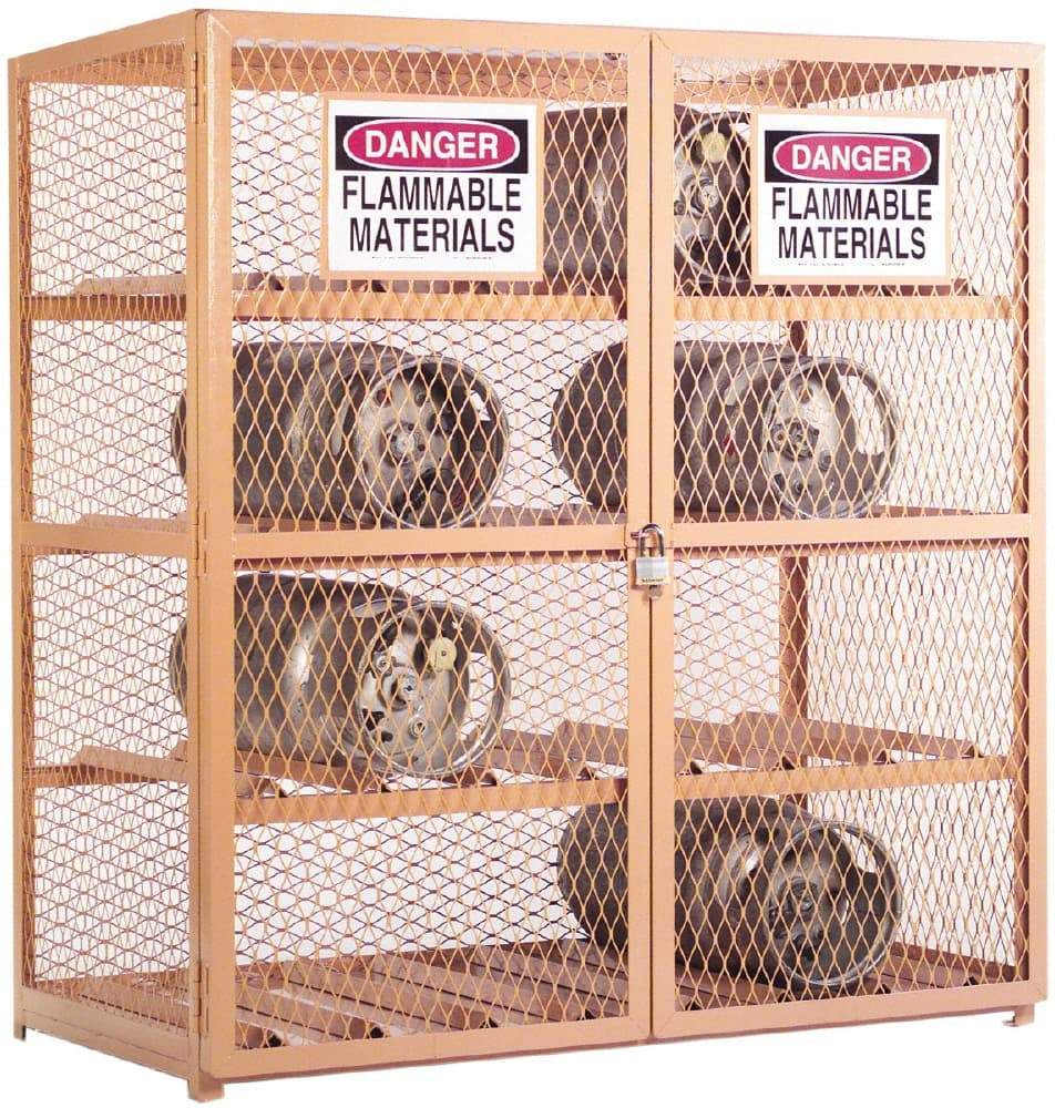 Durham - 3 Shelf Gas Cylinder Storage Cabinet - Steel, 60" Wide x 30" Deep x 71-3/4" High - Americas Industrial Supply