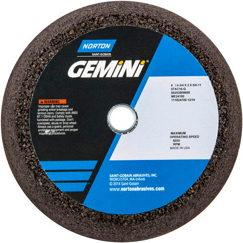 ‎6″ / 4-3/4″ × 2″ × 5/8″-11-Gemini Snagging Wheel Type 11-Flaring Cup 16 Grit Aluminum Oxide - Americas Industrial Supply