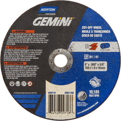 150 mm × 1.6 mm × 5/8″ Gemini Circular Saw Cut-Off Wheel U57A 36 Q Type 01/41 - Americas Industrial Supply