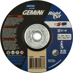 ‎6 x .045 × 5/8 - 11″ Gemini RightCut Cutting Wheel A 24 Q Type 27/42 - Americas Industrial Supply