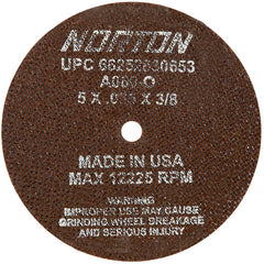 5″ × 0.035″ × 3/8″ Small Diameter Cut-Off Wheel Type 01 Straight 60 Grit Aluminum Oxide - Americas Industrial Supply