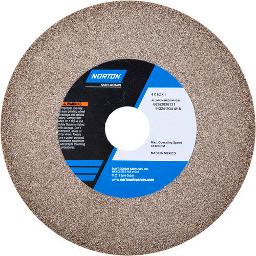 6″ × 1/2″ × 1″ Gemini Alundum Bench & Pedestal Wheel Type 01 Straight 60 Grit - Americas Industrial Supply