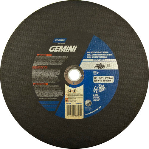 12″ × 1/8″ × 1″ Metal HD High Speed Cut-Off Wheel Type 01 Straight 24 Grit Aluminum Oxide - Americas Industrial Supply