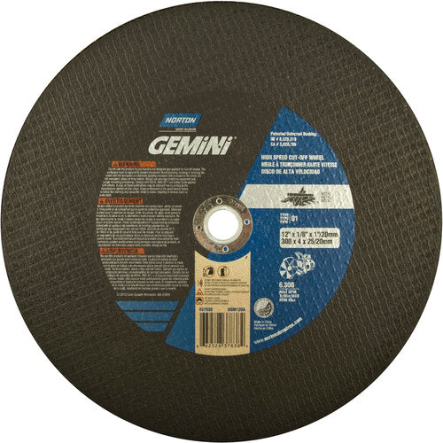 12″ × 1/8″ × 1″ Metal High Speed Cut-Off Wheel Type 01 Straight Aluminum Oxide - Americas Industrial Supply