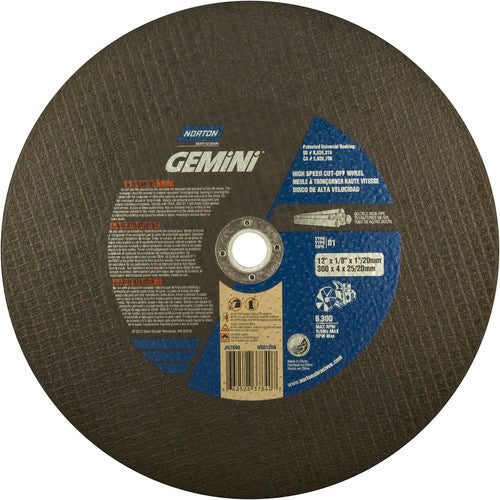 12″ × 1/8″ × 1″ Ductile High Speed Cut-Off Wheel Type 01 Straight 24 Grit Silicon Carbide - Americas Industrial Supply