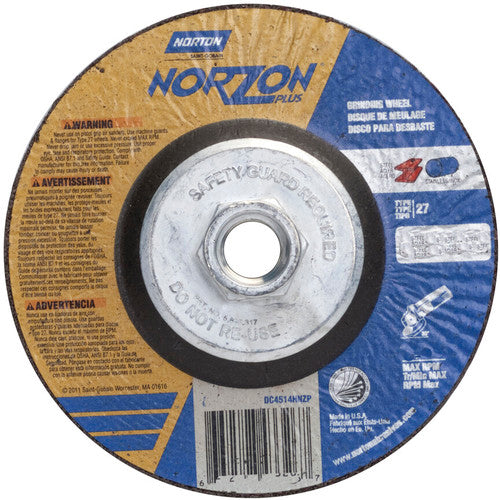 ‎6″ × 1/8″ × 5/8″-11 NorZon Plus Non-Woven Depressed Center Wheel Type 27 24 Grit - Americas Industrial Supply