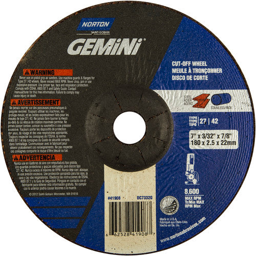 7″ × 3/32″ × 7/8″ Gemini Non-Woven Depressed Center Wheel Type 27 24 Grit - Americas Industrial Supply
