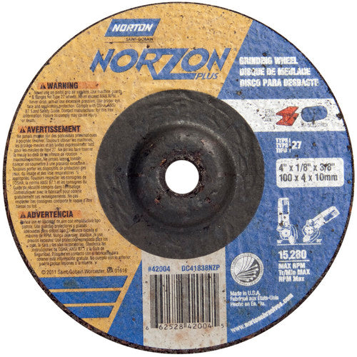 4″ × 1/8″ × 3/8″ NorZon Plus Non-Woven Depressed Center Wheel Type 27 - Americas Industrial Supply