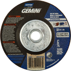 ‎4-1/2 × 3/32 × 5/8 - 11″ Gemini INOX/SS Cutting Wheel A 30 Q BDA Type 27/42 - Americas Industrial Supply