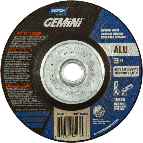 ‎4-1/2″ × 1/8″ × 5/8″-11 Gemini Non-Woven Depressed Center Wheel Type 27 46 Grit - Americas Industrial Supply