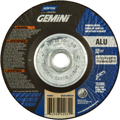 ‎4-1/2″ × 1/4″ × 5/8″ Gemini Non-Woven Depressed Center Wheel Type 27 - Americas Industrial Supply