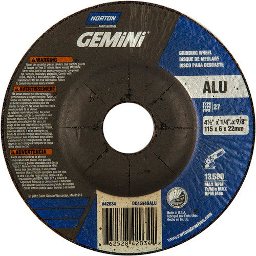 ‎4-1/2″ × 1/4″ × 7/8″ Gemini Non-Woven Depressed Center Wheel Type 27 - Americas Industrial Supply