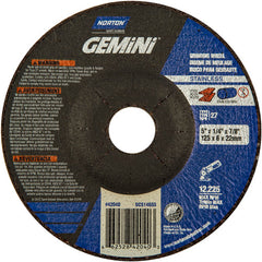 5 × 1/4 × 7/8″ Gemini INOX/SS Grinding Wheel A 24 Q BDA Type 27 - Americas Industrial Supply